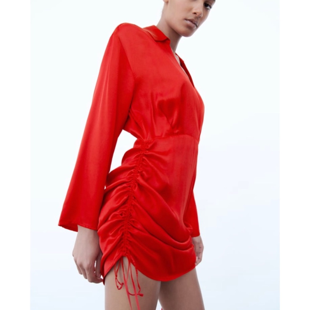 ZARA draped satin effect dress - Picture 3 of 6